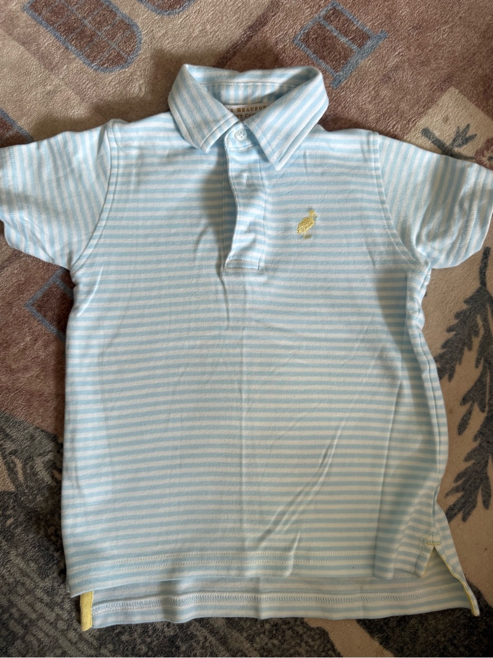 The Beaufort Bonnet Company Light Blue & White Striped Polo